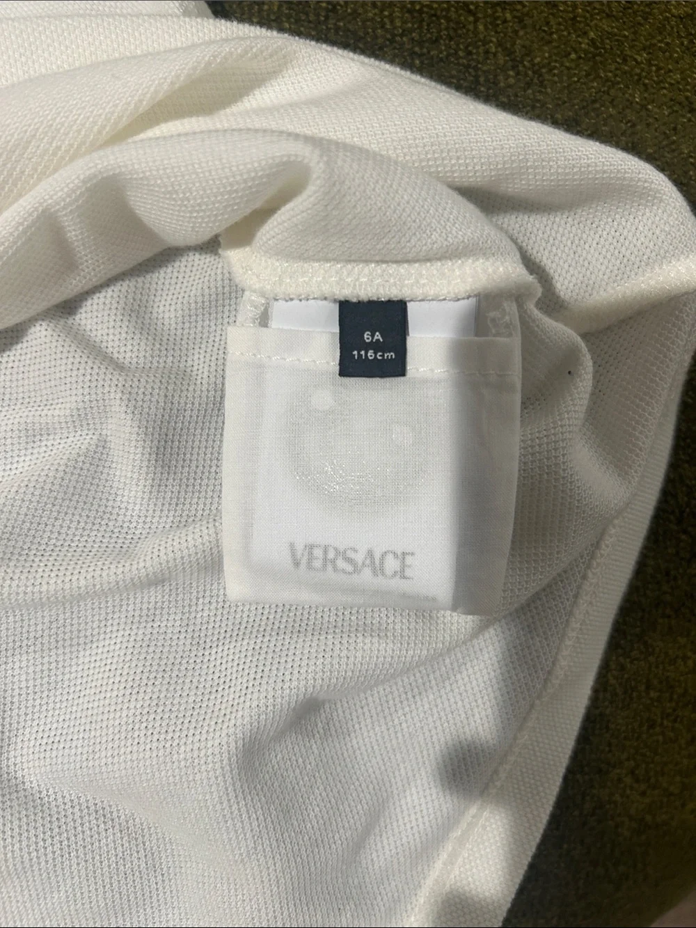 Versace White Polo with Pale Blue Logo - Picture 3 of 5